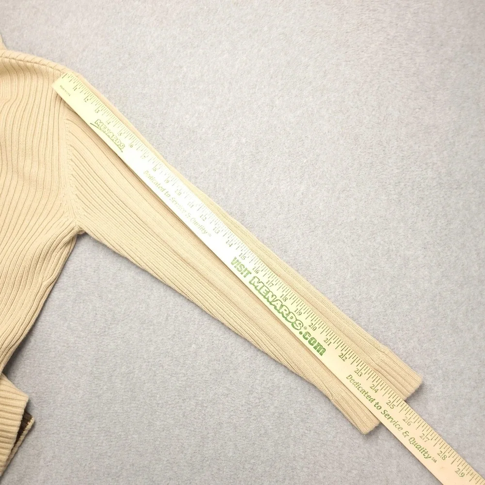Eddie Bauer Sweater Mens‎ M Beige Ribbed Cotton Mock Neck Henley Knit Pullover - Picture 11 of 11